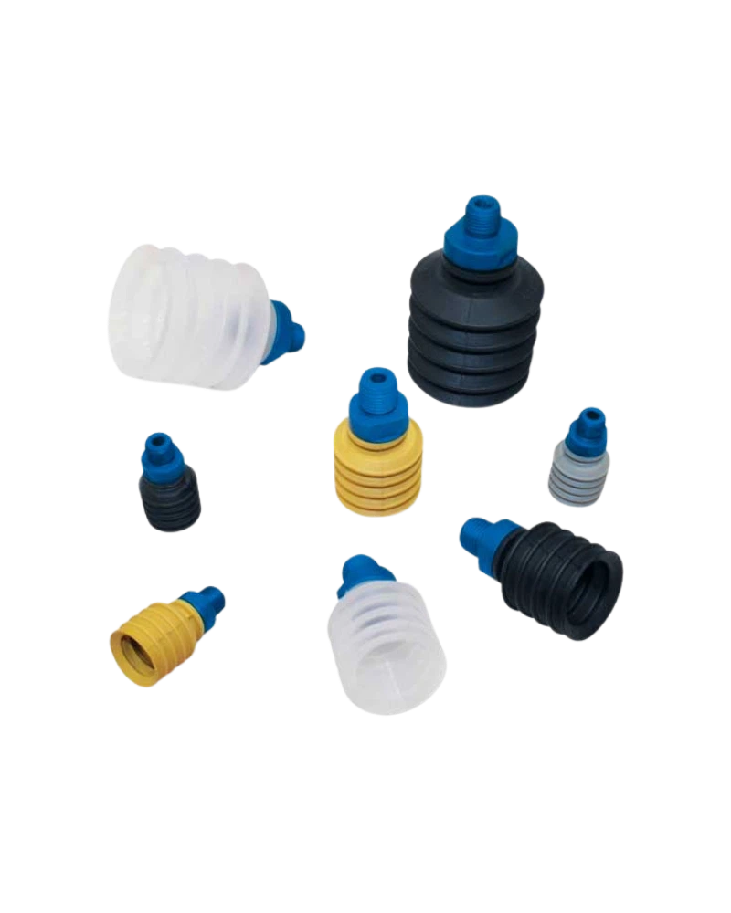 Bellow vacuum cups with male and female supports